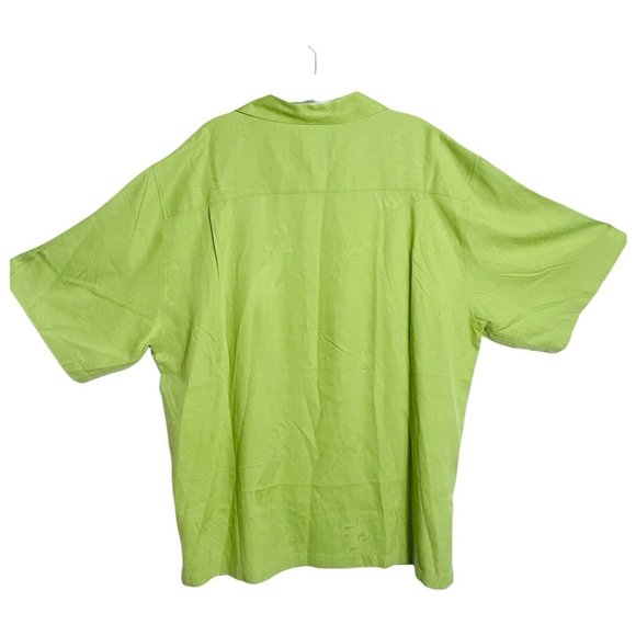 Reyn Spooner Men Large Green Golf Theme Short Sleeve Button Front Silk Shirt - Picture 3 of 8